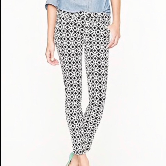 J.Crew White Blue Toothpick Jean In Geo Print - Picture 5 of 5